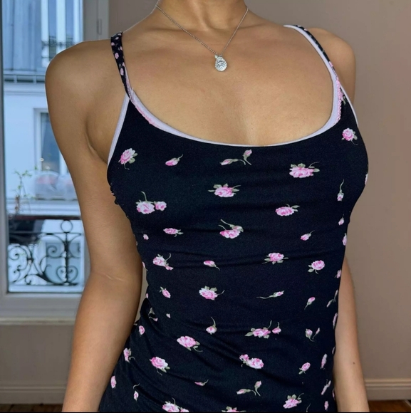 Vintage Italian Y2K Ditsy midi dress Coquette - Picture 4 of 8